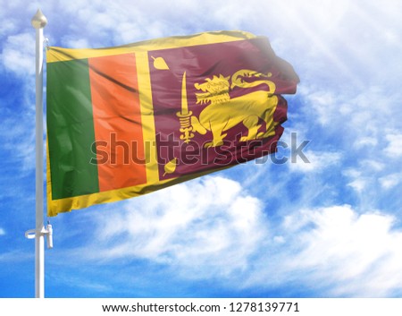National flag of Sri Lanka on a flagpole