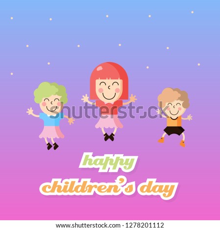 Happy children's day illustration. Children's dayillustration with cute kids character