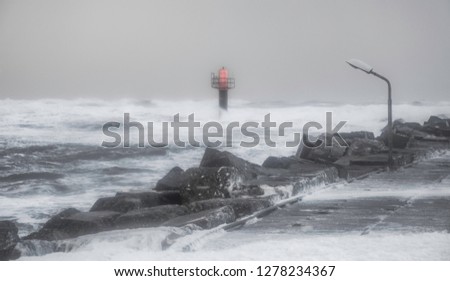 Winter storm at Torsminde in Denmark Royalty-Free Stock Photo #1278234367