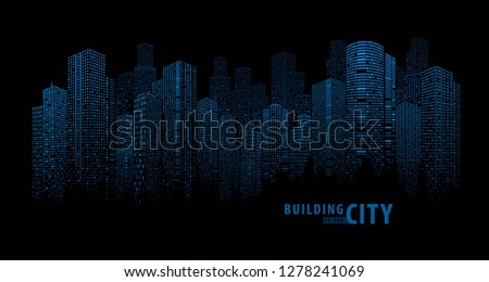 Abstract Futuristic City vector, Digital Cityscape background. transparent city landscape, Dots Building in the night City, sci-fi, skyline Perspective, Architecture vector
 Royalty-Free Stock Photo #1278241069