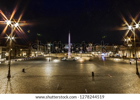 Piazza del popolo at night, Rome, Italy
