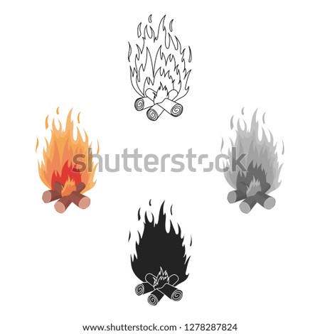 Campfire icon in cartoon style isolated on white background. Light source symbol stock vector illustration