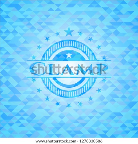 Clamp realistic light blue mosaic emblem