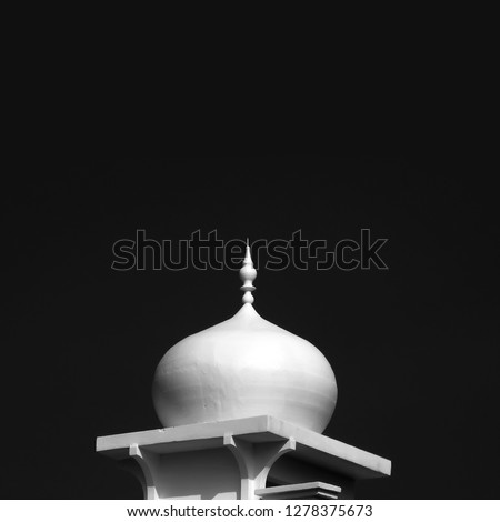  mosque ( dome ) in dark background. black and white photography
         