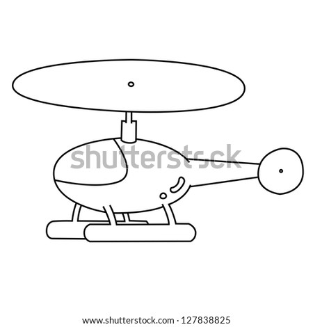 black outline vector helicopterl on white background.