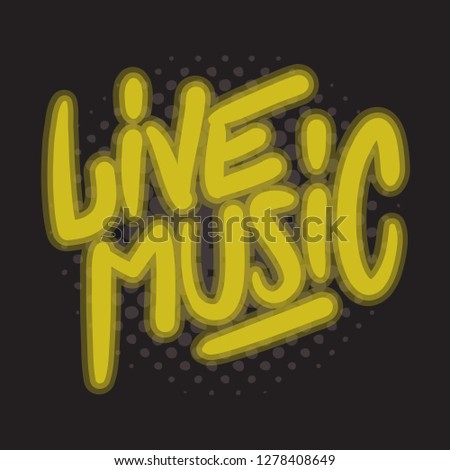 Live Music Concert Dj Set Party Related Hand Drawn Brush Lettering Calligraphy Type Design Vector Graphic