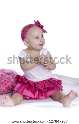 bright picture of baby girl on white background