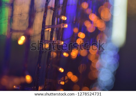 LED lights garland on a bokeh background