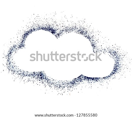 Blank Blue Cloud speech bubble  , drawing air color pen isolated on white background