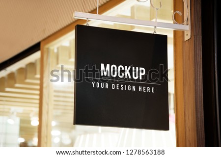 Mockup sign outside of a shop