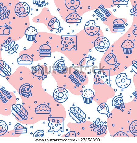 Seamless pattern with food. Vector illustration.