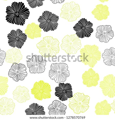 Light Green, Yellow vector seamless elegant wallpaper with flowers. Flowers in natural style on white background. Design for textile, fabric, wallpapers.
