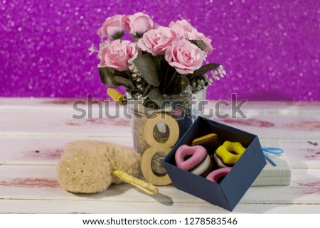 Valentine's day and March 8 international women's day. Gifts for loved ones. Bouquet of flowers.