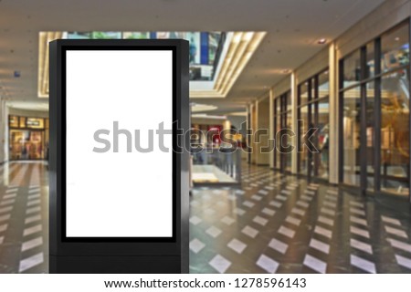 Indoor light box at mall ideal for advertising display, information board, digital signage or poster mock up marketing message