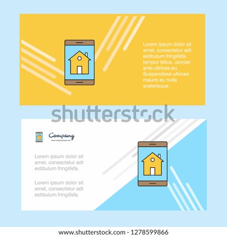 Real estate on phone  abstract corporate business banner template, horizontal advertising business banner.