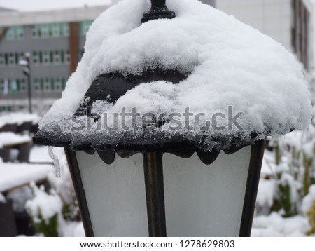 Street lamp in the snow