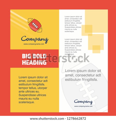 Rugby ball  Company Brochure Title Page Design. Company profile, annual report, presentations, leaflet Vector Background