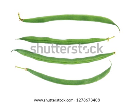 Top view of Green beans isolated on white background. Royalty-Free Stock Photo #1278673408