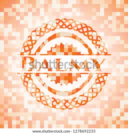 Balmy or Balmy abstract orange mosaic emblem with backgroundange mosaic emblem with background