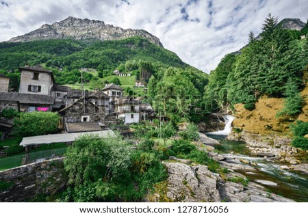 Verzasca river in Lavertezzo, Ticino, Switzerland               