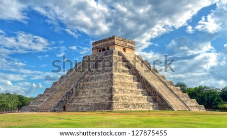 Mayan pyramid of Kukulcan El Castillo in Chichen Itza, Mexico Royalty-Free Stock Photo #127875455