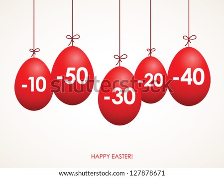 Easter red eggs, sale tags