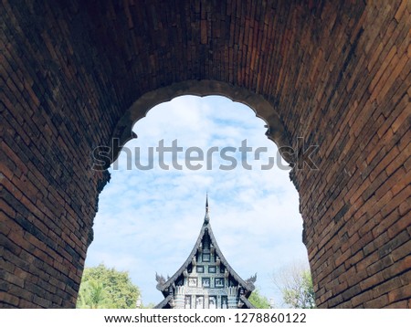 Temple,Thailand culture,Chiangmai, brick door
