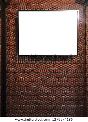 Clipping path of Orange brick wall and white billboard