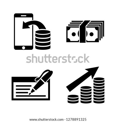 Money Investing. Simple Related Vector Icons Set for Video, Mobile Apps, Web Sites, Print Projects and Your Design. Money Investing icon Black Flat Illustration on White Background.