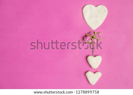 Big hearts on pink background with space for text, Love icon, valentine's day, relationships concept