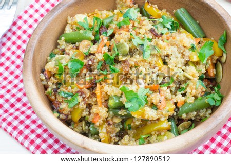Healthy vegetarian stir-fry with quinoa