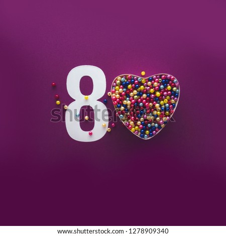 80 number eighty, creative typography with colourful balls on violet background, happy birthday, anniversary, happy Valentines day, walentynki, chapter presentation
