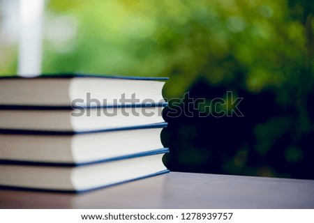 Picture of books and educational equipment placed on the table Educational concept with copy space