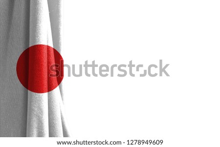 Flag of Japan white background and a place for the text