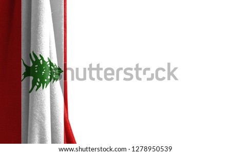 Flag of Lebanon white background and a place for the text