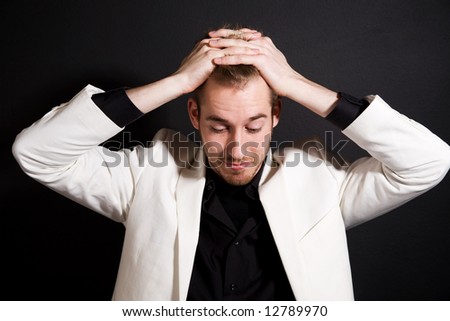 A shot of a stressed casual caucasian businessman