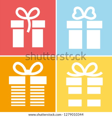 Gift Box vector icons set. Black illustration isolated for graphic and web design. - Vector