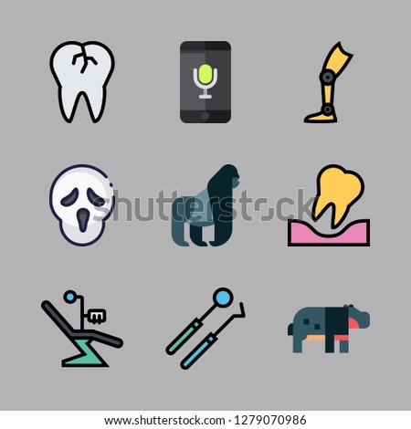 mouth icon set. vector set about dentist tools, scream, tooth and voice recognition icons set.