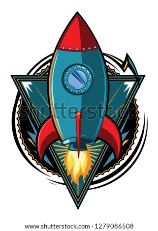 Rocket start up space emblem