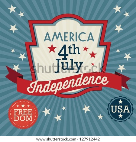 USA Label (independence Day), on vintage background. Vector Illustration