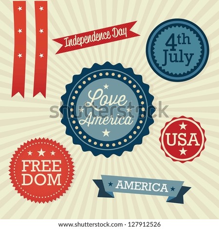 USA Labels collection, on vintage background. Vector Illustration