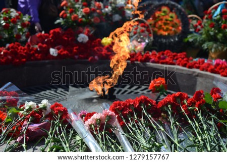 Laying flowers on Victory Day