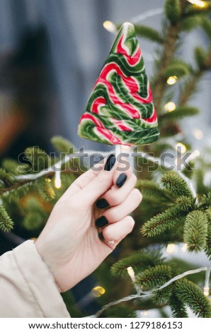 Red and green Christmas tree candy