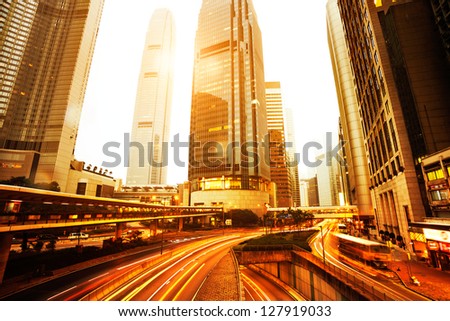 modern city at night  in hongkong