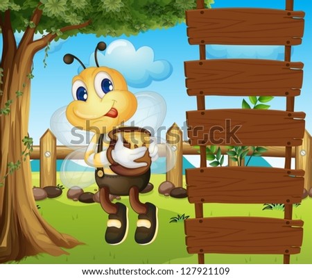 Illustration of a bee and the empty signboards