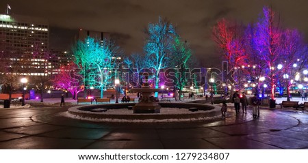 Christmas Lights across Canada show in Confederation Park downtown Ottawa Ontario Canada.