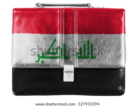 Iraq. Iraqi flag  painted on small briefcaseor leather handbag