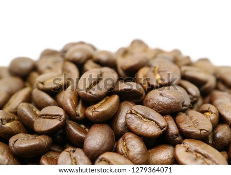 Closed Up Pile of Roasted Coffee Beans with Free Space for Design and Text