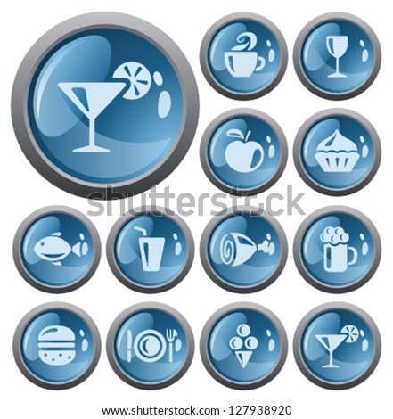 Food and drinks button set