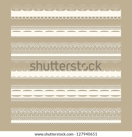 Vector lacy vintage design elements, lacy seamless brushes included, shadows at the separate layer, fully editable eps 8 file